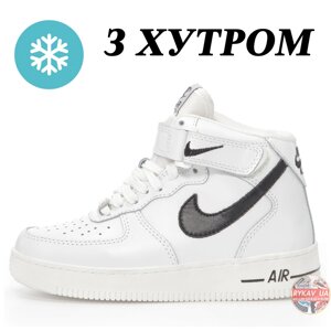 Чоловічі / жіночі зимові кросівки Nike Air Force 1 Високий білий чорний зимовий хутро Середня TM, білий Nike Air Fores