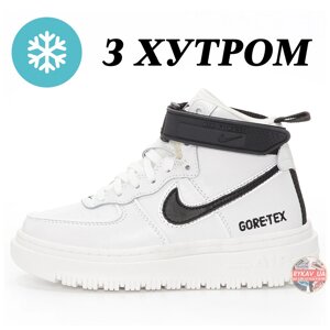 Чоловічі, жіночі зимові кросівки Nike Air Force 1 Luxe Gore-Tex High White Winter Fur білі шкіряні найк форс