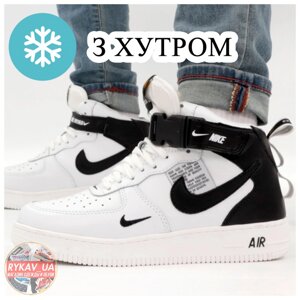 Чоловічі / жіночі зимові кросівки Nike Air Force 1 Utility High Winter Mid White Fur TM, білі найк аїр форс