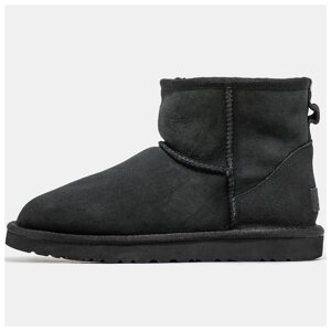 Чоловічі / жіночі зимові UGG Classic Mini Black, унісекс чорні замшеві уггі класик міні черевики угі зима