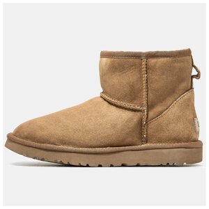 Чоловічі / жіночі зимові UGG Classic Mini Chestnut, унісекс коричневі замшеві уггі класик міні черевики угі