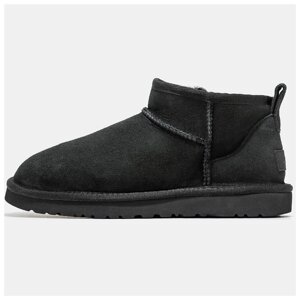 Чоловічі / жіночі зимові UGG Classic Ultra Mini Black, унісекс чорні замшеві уггі класик ультра міні угі