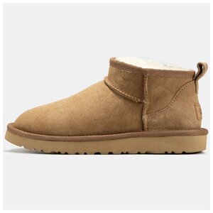 Чоловічі / жіночі зимові UGG Classic Ultra Mini Brown з хутром коричневі замшеві уггі ультра міні черевики уги