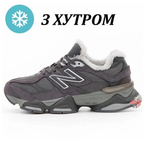 Чоловічі зимові кросівки New Balance 9060 Grey Winter Fur U9060SG на хутрі Нью-Беланс 9060 нб теплі NB зима