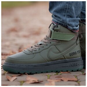 Чоловічі зимові кросівки Nike Air Force 1 High Gore-Tex Khaki, Khaki Leather Sneakers Nike Air Force G.