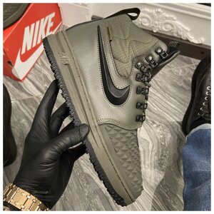 Чоловічі зимові кросівки Nike Lunar Force 1 Duckboot '17 Green Найк Лунар форс дакбут LF 1 Duckboot Green Хутро