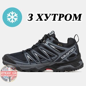 Чоловічі зимові кросівки Salomon Speedcross Pro Black Winter Хутро чорні шкіряні кросівки саломон Спідкрос про