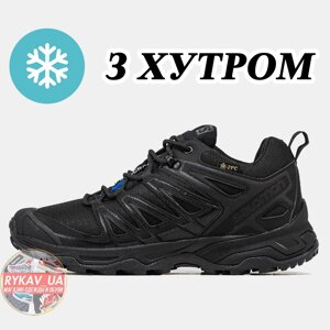 Чоловічі зимові кросівки Salomon Speedcross Pro Black Winter Хутро чорні шкіряні кросівки саломон Спідкрос про