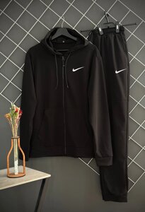 Чоловічий демісезонний спортивний костюм на змійці Nike чорний / костюм на весну, осінь Найк