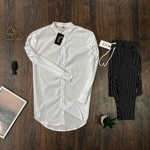 Чоловічий набір ASOS біла сорочка + чорні смугасті штани