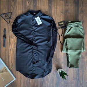 Чоловічий набір ASOS Чорна сорочка + Khaki штани