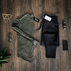 Чоловічий набір зелених довгих щілин ASOS + чорних штанів