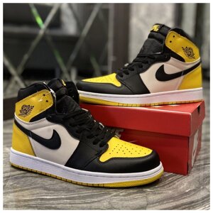 Мужские кроссовки Nike Air Jordan 1 Mid Yellow Black, мужские кроссовки найк аир джордан 1 кросівки Air Jordan