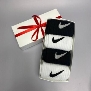 Чоловічий подарунковий набір шкарпеток Nike, комплект високих шкарпеток Найк в коробці 4 пари 41-45 р