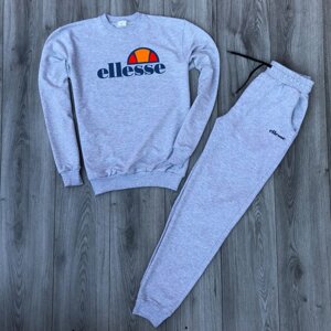 Чоловік спортивний костюм меланжева кофта з принтом "Ellesse" і меланжеві штани з принтом "Ellesse"