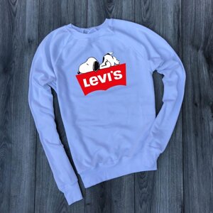 Чоловік утеплений білий реглан з принтом "Levis"