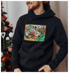 Чоловічий зимовий Новорічний чорний капюшоном MacDak Warm Sweatshirt Sweater