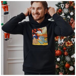 Чоловічий зимовий Новорічний чорний капюшоном MacDak Warm Sweatshirt Sweater