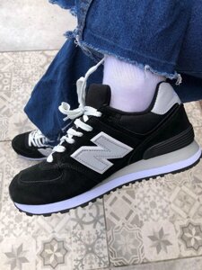 New Balance 574 Black Grey White 2 ( Носок - Замш )