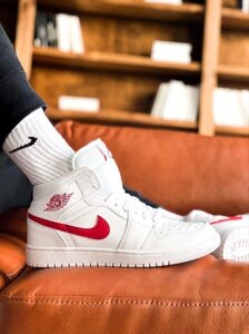 Nike Air Jordan 1 Mid WMNS "White/Red"