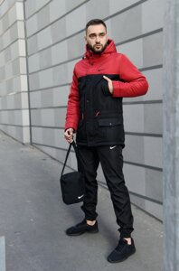 Nike Park Red Black Winter + Nike + штани + баристі та рукавички як подарунок. Чоловічий комплект