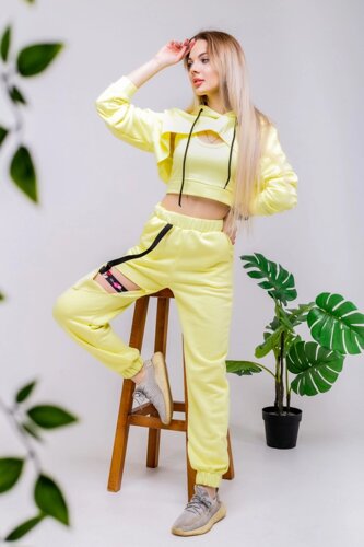 Штани жіночі джогери демісезонні спортивні "Loop 'лимонні осінні весняні літні жовті