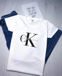 Жіноча біла футболка з принтом "Calvin Klein Jeans"
