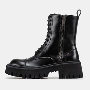 Жіночі черевики Balenciaga Boots Tractor Black, чорні шкіряні боти баленсіага трактор баленсіяга