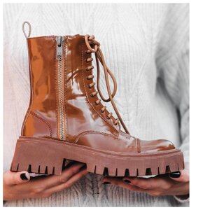 Жіночі черевики Balenciaga Boots Tractor Brown, коричневі шкіряні боти баленсіага трактор баленсіяга