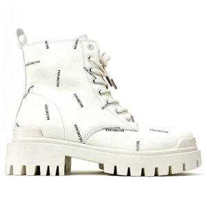 Жіночі черевики Balenciaga Boots White, білі шкіряні черевики Баленсіага, баленсіяга