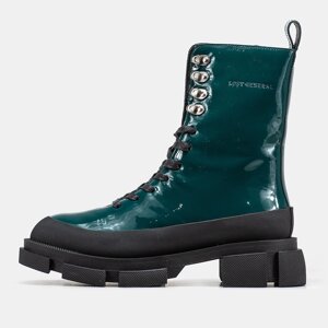 Жіночі черевики BOTH Gao High Boots Green, зелені шкіряні боти Боз Гао