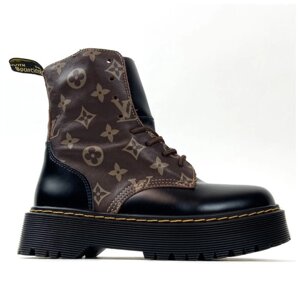 Жіночі черевики Dr. Martens Jadon X LV Brown шкіряні черевики доктор мартинс жадон луї ін мартенс Louis Vuitton