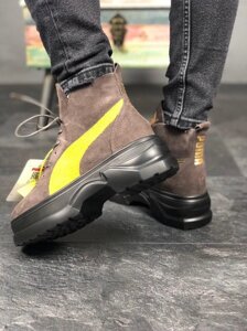 Жіночі черевики Puma Spring Boots Brown Yellow Black, жіночі черевики пума спрінг