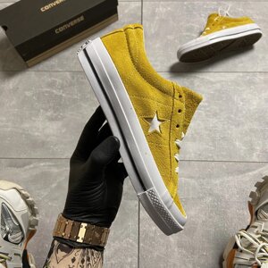 Жіночі кеди Converse One Star Premium Suede Yellow, жіночі кеди конверс ван старий преміум