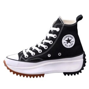 Женские кеды Converse Run Star Hike High Top Black White, черно-белые кроссовки конверс ран стар хайк черные