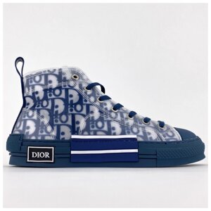 Жіночі кеди Dior B23 High - Top Sneakers Blue, сині кросівки діор б23 хай топ
