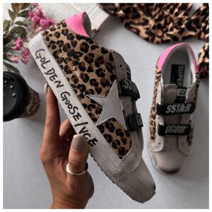 Жіночі кеди Golden Goose Dirty Pink Leopard Sneakers, леопардові кросівки голден гус