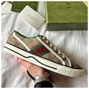 Жіночі кеди Gucci Sneakers Tennis 1977 Beige, бежеві кросівки гуччі теніс 1977 року