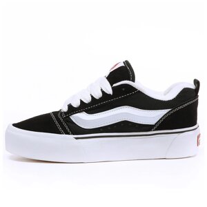 Жіночі кеди Vans KNU Skool Black White Platform old VN0A7Q5M6BT1 чорно-білі замшеві кросівки ванс кну вилиць