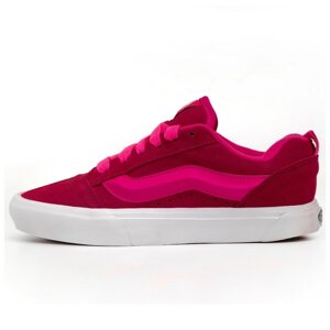 Жіночі кеди Vans KNU Skool Bordo Pink White Platform, рожеві замшеві кросівки ванс кну вилиць