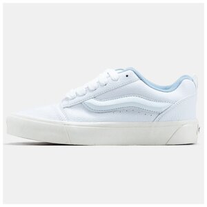 Жіночі кеди Vans KNU Skool Leather Blue White, блакитні шкіряні кросівки ванс кну вилиць