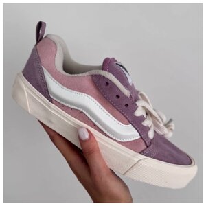 Жіночі кеди Vans KNU Skool Platform Pink Lilac, бузкові замшеві кросівки ванс кну вилиць рожеві