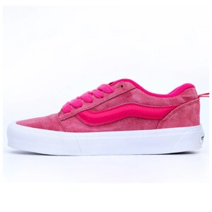 Жіночі кеди Vans KNU Skool Shoe Pink VN0009QCYU2 White Platform, рожеві замшеві кросівки ванс кну вилиць