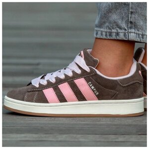 Жіночі кросівки Adidas Campus 00s Brown Pink, коричневі замшеві кросівки Адідас кампус