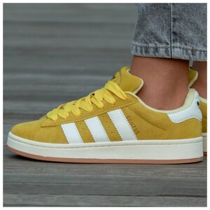 Жіночі кросівки Adidas Campus 00s Yellow White, жовті замшеві кросівки Адідас кампус