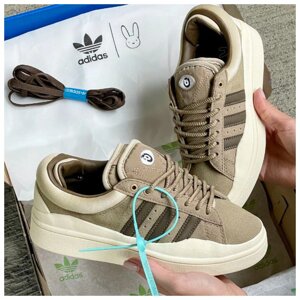 Жіночі кросівки Adidas Campus x Bad Bunny Light Olive, замшеві кросівки Адідас кампус бед банні бід