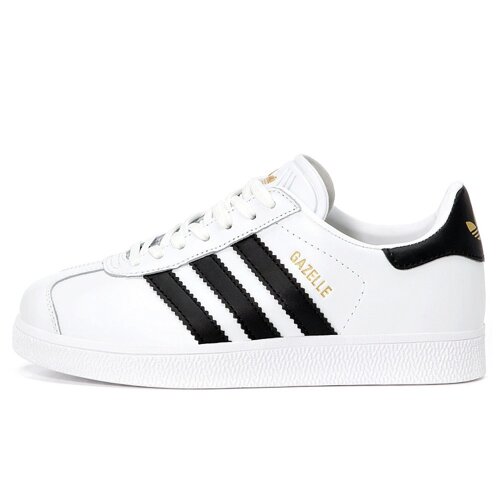 Adidas gazelle white on sale with black stripes