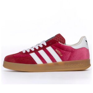 Жіночі кросівки Adidas Gazelle x Gucci Pink White Velvet HQ8853, рожеві кросівки адидас газелі гуччі