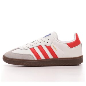 Жіночі кросівки Adidas Samba White Red OG IG1025 Shoes, біло-червоні шкіряні кросівки адідас самба