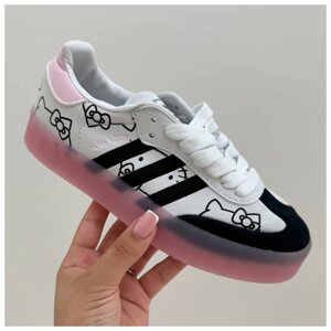 Жіночі кросівки Adidas Samba XLG x Hello Kitty White Pink Black, шкіряні кросівки адидас самба хлг